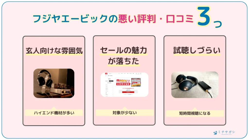 フジヤエービックの悪い評判・口コミ